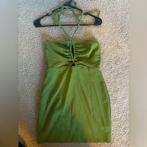 New, green halter-neck mini dress